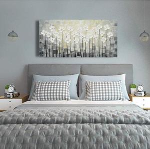 Pittura acrilica di arte della parete del fiore bianco 3D dipinto a mano bianco moderno della tela <span class=keywords><strong>per</strong></span> la decorazione - Product Image 4