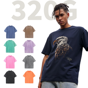 ShengShi Team's T-shirt Mineral Wash Oversized O-cuello 320g Tendencias suaves personalizadas Gimnasio con logotipo personalizado Camiseta al por mayor Running para hombres - Product Image 1