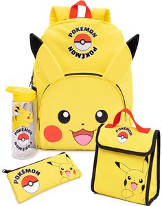 Fabrik OEM Langlebiges 4-Teiliges Rucksack-Set aus Polyester mit Lunchbox, Wasserflasche und Federmäppchen, Gelb, Pokémon <span class=keywords><strong>Pikachu</strong></span> - Product Image 1