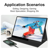 Monitor Portátil para PC de 15.6'', Panel IPS, Retroiluminación LED, 1 Cable para 2 Pantallas, Soporte Retráctil Plegable, Fácil de Transportar