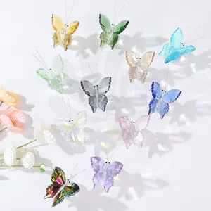 Fábrica barata al por mayor K9 mariposa de cristal Color personalizado adornos de mariposa de cristal para regalos de boda