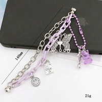 Nouveau style coque de téléphone en plastique avec chaîne papillon femmes accessoires sangle vente en gros bts téléphone chaîne bandoulière