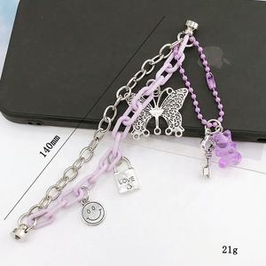 เคสโทรศัพท์พลาสติกสไตล์ใหม่พร้อมสายโซ่,อุปกรณ์เสริมสำหรับผู้หญิงผีเสื้อสายรัดโทรศัพท์ <span class=keywords><strong>Bts</strong></span> แบบโซ่คาดลำตัว - Product Image 2