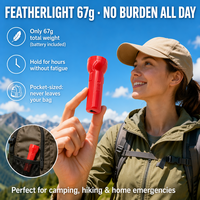 Lampe torche LED de poche WOSEN 67g pour le camping et les activités de plein air, rechargeable par prise secteur, système push-pull, IP64, réflecteur profond.