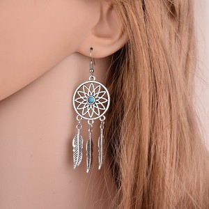 Fatti a mano Gioielli In <span class=keywords><strong>Argento</strong></span> Antico Orecchino Dream Catcher di Fascino Orecchino di Goccia Per Le Donne - Product Image 3