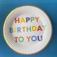 Assiette en papier jetable blanche de 7 pouces pour fête d'anniversaire, pour collations, sushis, pizzas, biscuits, avec impression et dorure