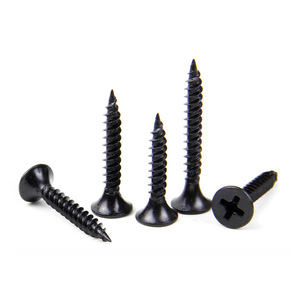 Cien tornillos autorroscantes negros de cabeza Phillips avellanada para fijación en paneles de yeso y madera, grado A, resistencia 10.9 - Product Image 1