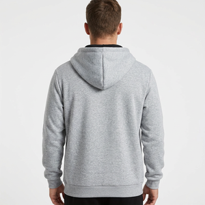 Sudadera con capucha gris para hombre, media cremallera, corte regular, color liso, estilo casual, felpa francesa, 100% algodón, para otoño, hecho en Bangladesh - Product Image 6