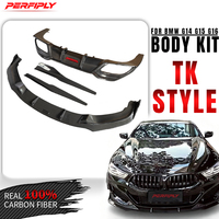 Kit carrosserie style TK en fibre de carbone sèche Perfiply pour BMW Série 8 840i G14 G15 G16 : Lame avant, jupes latérales, diffuseur arrière, calandre et spoiler