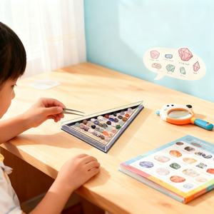 Piedra Semipreciosa <span class=keywords><strong>de</strong></span> Cristal Natural Transfronteriza, 36 <span class=keywords><strong>Tipos</strong></span> <span class=keywords><strong>de</strong></span> Especímenes Minerales, Pulidos Triangulares, para Educación Científica Infantil - Product Image 1