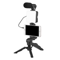 Kit de réalisation vidéo : trépied pieuvre pour téléphone, éclairage LED, microphone, trépied mains libres, kit d'éclairage vidéo, perche à selfie
