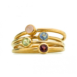 Populaire Fine Jewelry 925 Sterling Silver 14K/18K Plaqué Or/Vermeil Vente Chaude Personnalisé CZ Diamant Quatre Rangées Bague Empilable - Product Image 1