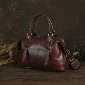 Ando <b>Bag</b> Vintage Genuine Leather Handbag <b>Women</b> Cowhide Top Handle <b>Satchel</b> with Wide Crossbody Strap - Product Image 4