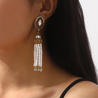 Boucles d'oreilles Millefiori de style bohème. Boucles d'oreilles à franges et diamants de style rétro, élégantes et tendance pour femmes.