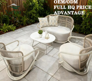 Ensemble de canapés d'extérieur en aluminium tressé à la main, avec table et chaises en métal durables et imperméables, idéal pour <span class=keywords><strong>terrasse</strong></span>, hôtel, <span class=keywords><strong>restaurant</strong></span> et plage - Product Image 1