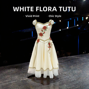 Robe longue blanche de danse de haute qualité professionnelle, tutu romantique pour la scène, filles, enfants, danse classique - Product Image 2