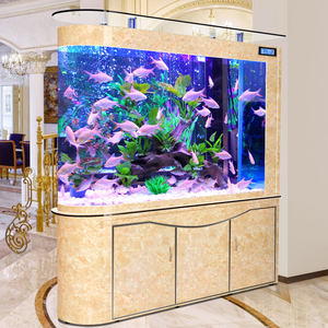 Aquarium de puisard avant à arc-Réservoir de séparation de pièce intelligent de 120cm avec écran tactile, verre incurvé et LED RVB pour maison/bar de luxe - Product Image 3