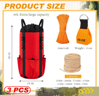 Kit de lancer pour arboriste 3 pièces, seau de rangement pour corde rouge et noire de 30 L, sac à dos, sac de poids pour arboriste de 15 oz
