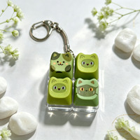 Pendentif Clavier DIY Chat Mignon 9-en-1 avec Éclairage, Fidget Clicker, Porte-clés, Bouton de Décompression, Keycaps et Testeur de Switch
