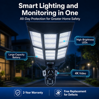 Lampadaires solaires 8000W avec caméra CCTV, batterie 30000mAh, étanches IP65, détection de mouvement, éclairage de sécurité pour jardin et rue