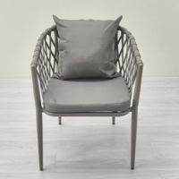 Sillón Moderno Nórdico de Aluminio con Cuerda Trenzada y Cojín para Jardín, Patio, Comedor, Restaurante, Bistro, Cafetería