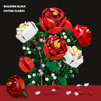 Bouquet de fleurs romantique en briques de construction, kit de Noël, simulation de rose rouge, cadeau de la Saint-Valentin, amies, plastique