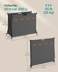 SONGMICS pliable vêtements sales organisateur de stockage 155L 4 compartiments <span class=keywords><strong>Landry</strong></span> panier en acier salle de bain paniers à linge - Product Image 6