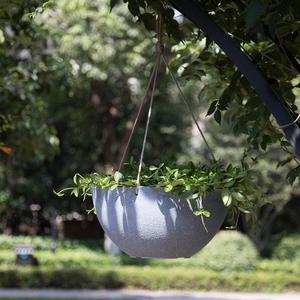 Jardineras colgantes macetas grandes de resina de 13,2 pulgadas para exteriores, jardineras para plantas de jardín, gris grande, Juego de 2 - Product Image 3