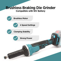 Meuleuse sans fil à freinage sans balais compatible avec batterie 18V, 4 niveaux de vitesse variable jusqu'à 26000 tr/min pour le meulage et le polissage