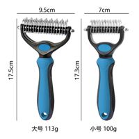 Outil de toilettage pour animaux de compagnie - Râteau pour sous-poils pour chiens et chats - Brosse double face pour éliminer les poils et démêler les nœuds pour animaux à poils longs
