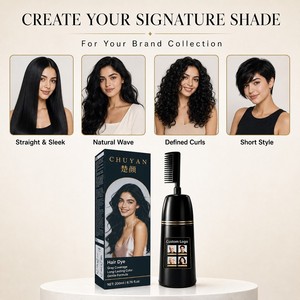 Colorante permanente para el cabello negro oscuro con cepillo integrado, sin amoníaco, servicio OEM/ODM para todo tipo de cabello. - Product Image 1