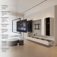 Meuble TV laqué rustique sans poignée, encastré, blanc, pour salon, console multimédia moderne de luxe