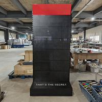 Étagère en rack pour quincaillerie personnalisée, étagère de rangement d'outils, support de présentation des outils de présentation de panneaux perforés sur pied en métal