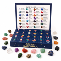 Calendrier de l'Avent en Cristal pour Enfants, 24 Jours, Boîte Mystère de Pierres Brutes, Coffret Cadeau Violet