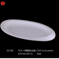 32185 restaurant durable assiette ovale robuste de luxe restauration en plastique blanc mélamine ensemble de vaisselle pour buffet de fête servir