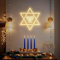 Enseigne néon Joyeuse Hanouka, Lumière néon pour la Hanouka, Décoration murale pour la fête juive, Enseignes LED, Écran d'affichage électronique