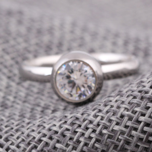 Women's Gold Steel Round Bezel Set <b>Crystal</b> Ring Geometric Fashion Jewelry Gift - Product Image 2