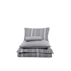 Karden Flower Natural Cotton Double Bedding Set with Fitted Sheet <b>Grey</b> <b>Duvet</b> <b>Cover</b> 4 Pillowcases Soft Breathable Home Textile - Product Image 3