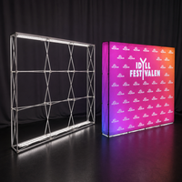 Bannière en tissu rétroéclairée à LED avec impression de logo OEM/ODM, toile de fond pop-up, toile de fond réutilisable pour salon professionnel