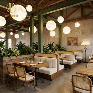 Juego <span class=keywords><strong>de</strong></span> Mesa y Sillas <span class=keywords><strong>de</strong></span> Ratán Cuadradas para Cafetería del Sudeste, Muebles Tapizados para Restaurante, Sofá y Asientos para Puesto <span class=keywords><strong>de</strong></span> Comida - Product Image 3