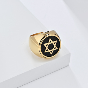XILIANGFEIZI Anillo Hexagrama Vintage de Acero Inoxidable Estilo Europeo y Americano, Estrella de <span class=keywords><strong>David</strong></span>, Joyería de Acero Titanio para Hombre - Product Image 3