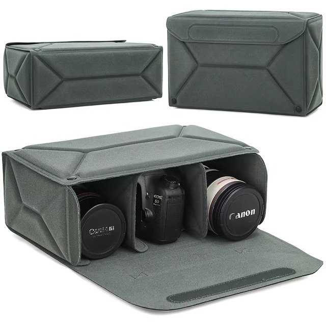 Universal Camera Insert Bag Foldable DSLR Mirrorless Camera Organizer Protective Pouch for Lens Photography Equipment Storage