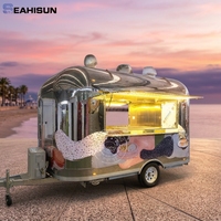 Camion de restauration mobile en acier inoxydable 304 avec cuisine complète pour la vente de hot-dogs, snacks, chips, café et crème glacée, remorque pour la vente de burgers