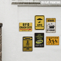 Letreros de metal con diseño de la zona de impacto del OVNI en Roswell, Nuevo México, decoración divertida para la cueva del hombre con advertencia de extraterrestres