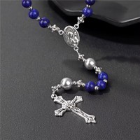 Nouvelle arrivée 6mm naturel oeil de tigre pierre chapelet pour unisexe christianisme chapelet avec croix pendentif Onyx perles collier chapelet