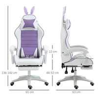 Chaise de bureau pour jeux vidéo Racing Office Purple Rabbit Ear Esports Girl High Back Computer Desk gaming stuhl lila gaming chair avec repose-pieds