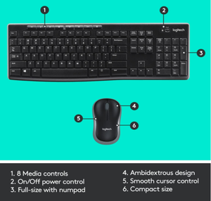 Combo de teclado y ratón inalámbricos <span class=keywords><strong>Logitech</strong></span> <span class=keywords><strong>MK270</strong></span> originales al por mayor con receptor de 2,4 Ghz - Product Image 6