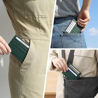 Portefeuille fin pour cartes - Porte-cartes en cuir PU souple pour homme, pour cartes de crédit, permis de conduire, cadeau pour père et mère - Vert foncé