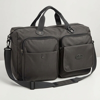 Sacoche pour ordinateur portable en tissu de coton gris foncé, style moderne, avec fermeture éclair, double poche frontale, poignée supérieure et bandoulière amovible