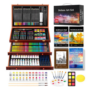 Juego de Arte Deluxe Wow de 192 Piezas, Caja de Madera, Acrílicos, Acuarelas, Materiales para Dibujar, Kit de Regalo para Artistas - Product Image 1